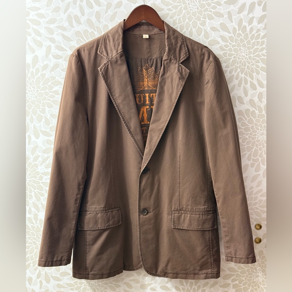 Vintage Y2K Mossimo Men’s L Brown Pinstripe Cotton Casual Blazer Suit Coat